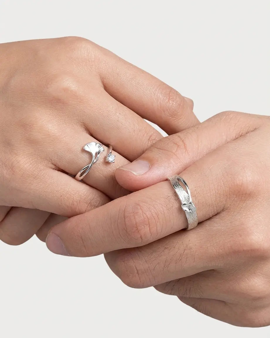 Timeless Leaves Love Bands -  Silver Ring by BLINGLANE