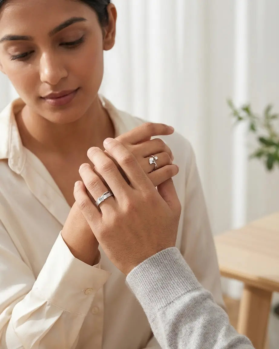 Timeless Leaves Love Bands -  Silver Ring by BLINGLANE