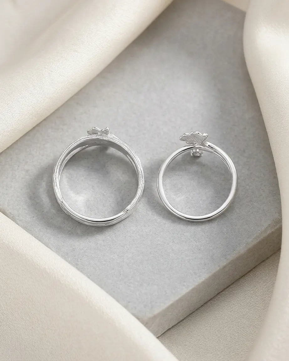 Timeless Leaves Love Bands -  Silver Ring by BLINGLANE