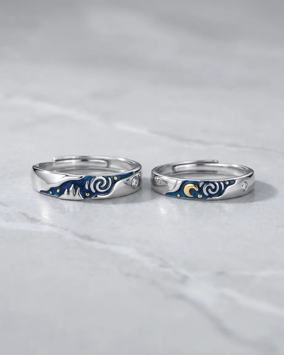 Together Under the Moon Love Bands -  Silver Ring by BLINGLANE