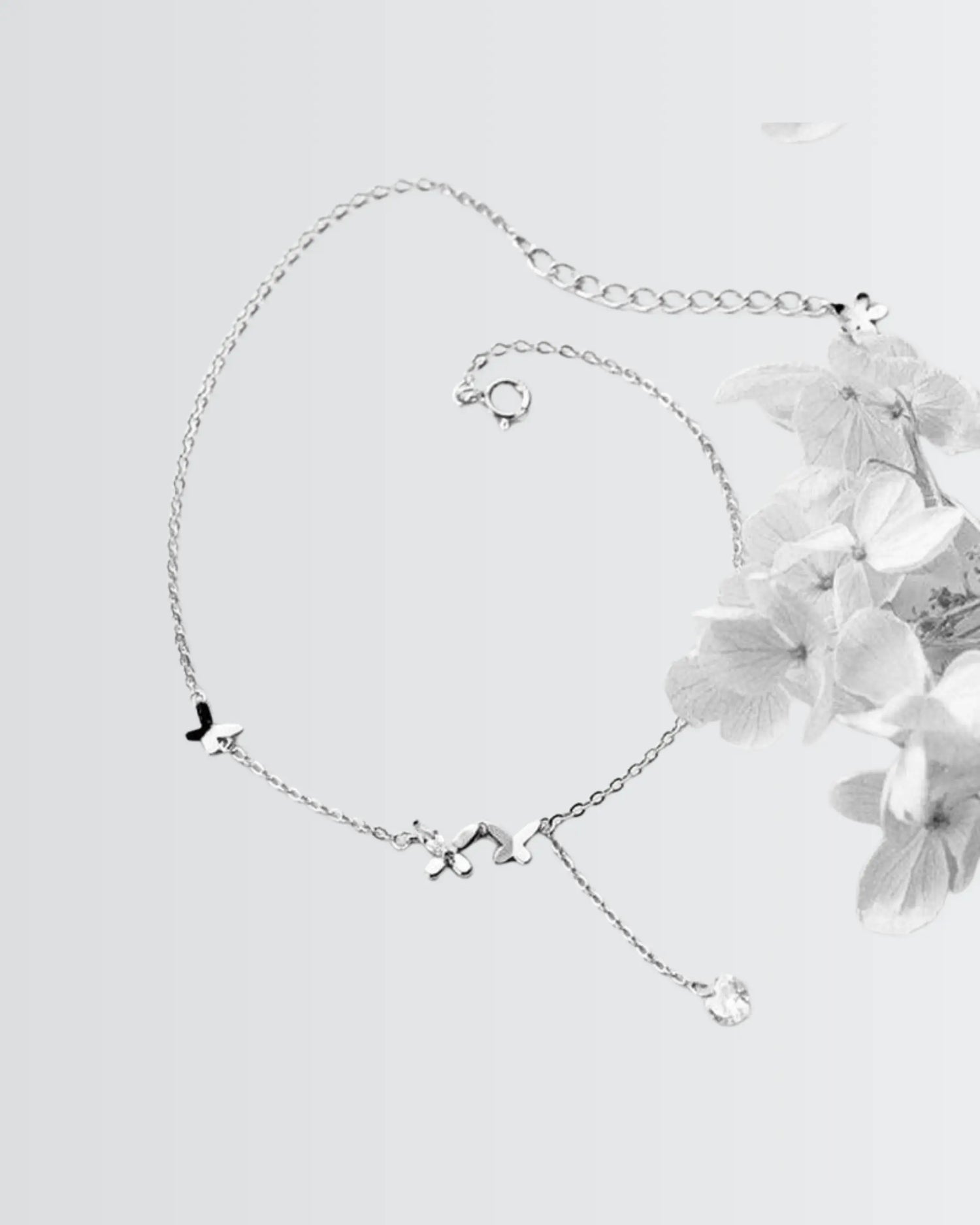 Twinkling Butterflies Minimal Anklet -  Silver Anklet by BLINGLANE