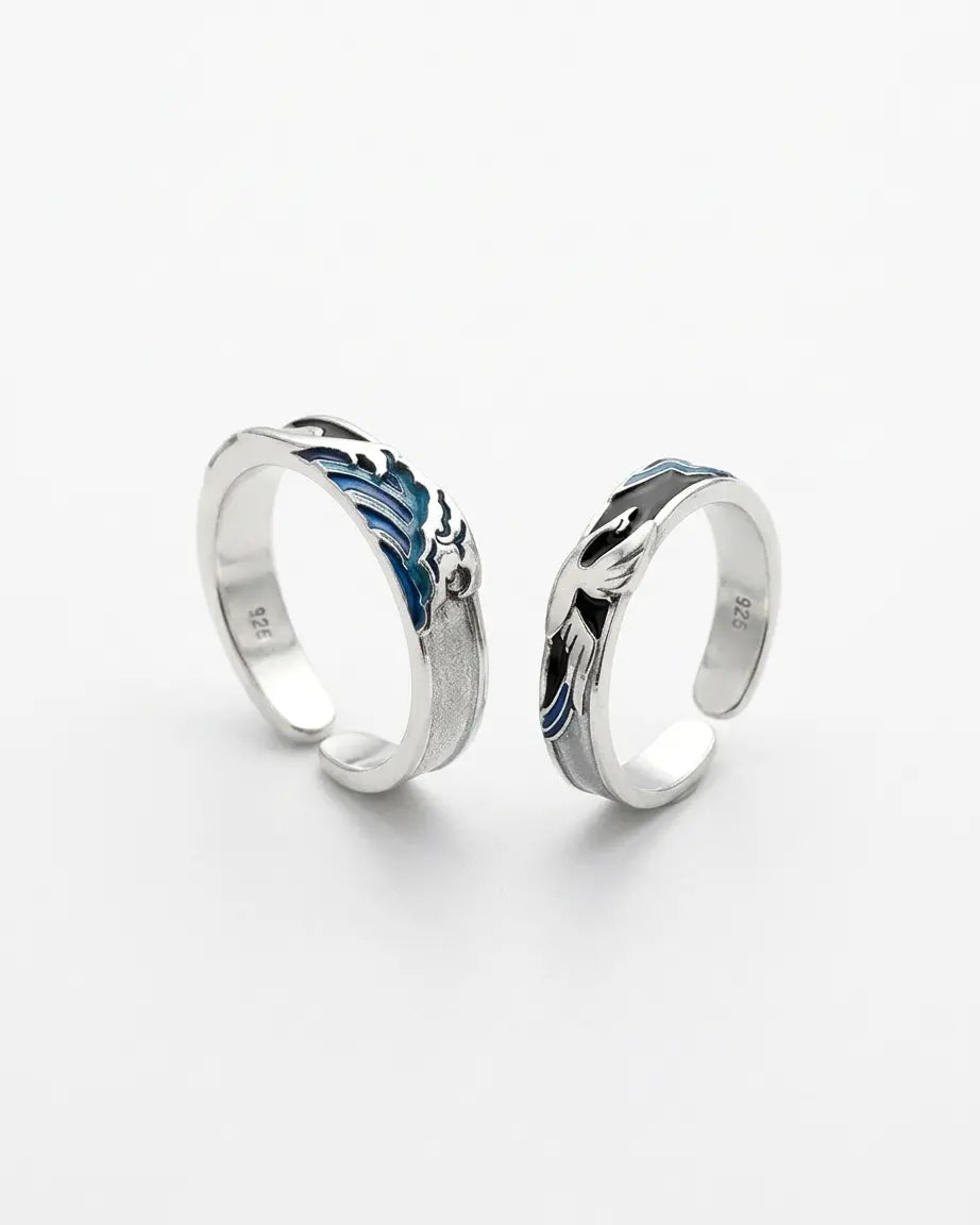 Waves or Winds Together Forever Love Bands -  Silver Rings by BLINGLANE
