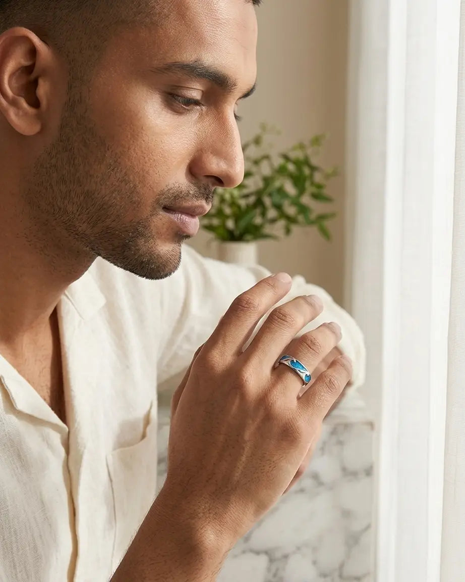 Wild Like The Sea Love Bands -  Silver Ring by BLINGLANE