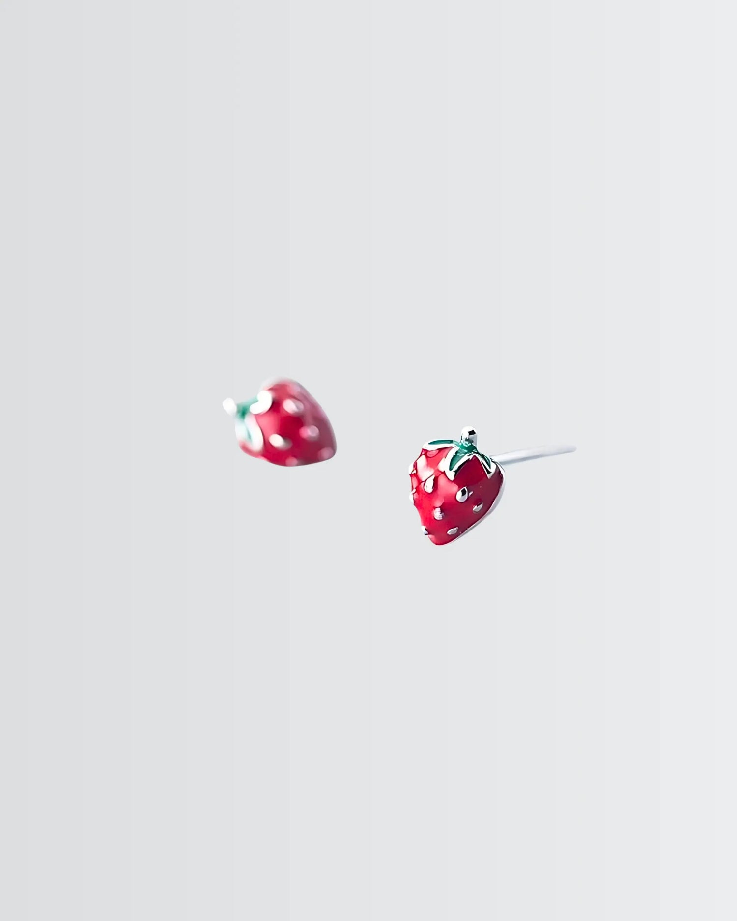 Yummy Strawberry Mini Studs -  Silver Earrings by BLINGLANE
