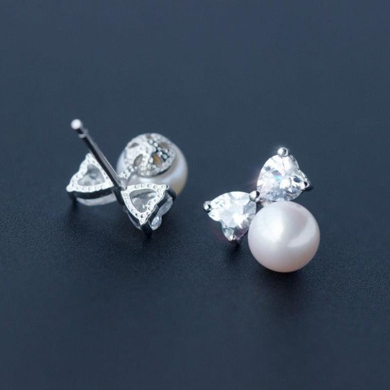 Graceful Bow Pearl Studs - Blinglane