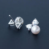 Graceful Bow Pearl Studs - Blinglane