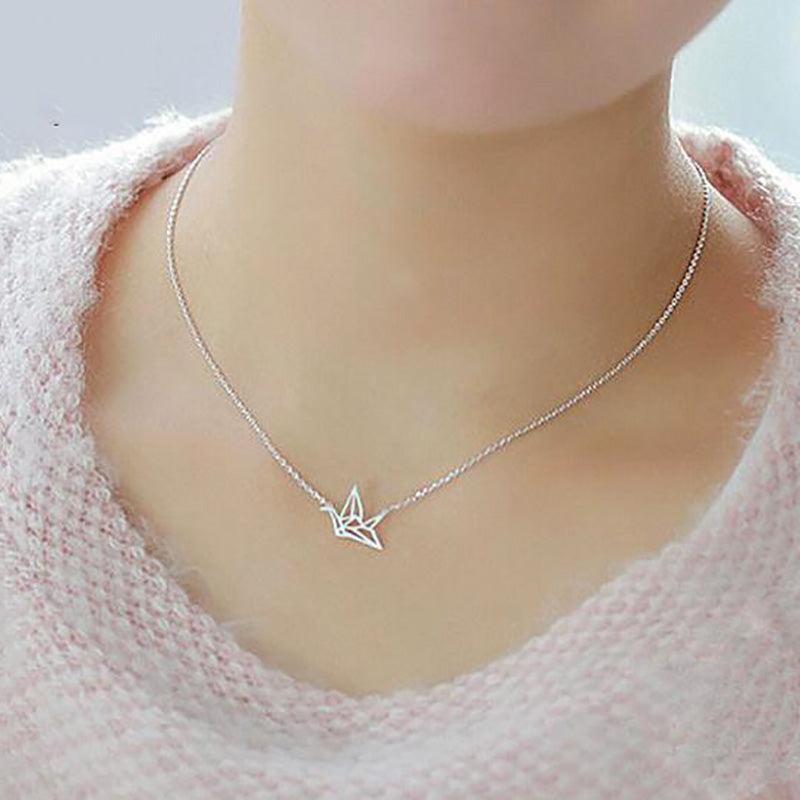 Origami Bird Minimal Necklace - Blinglane