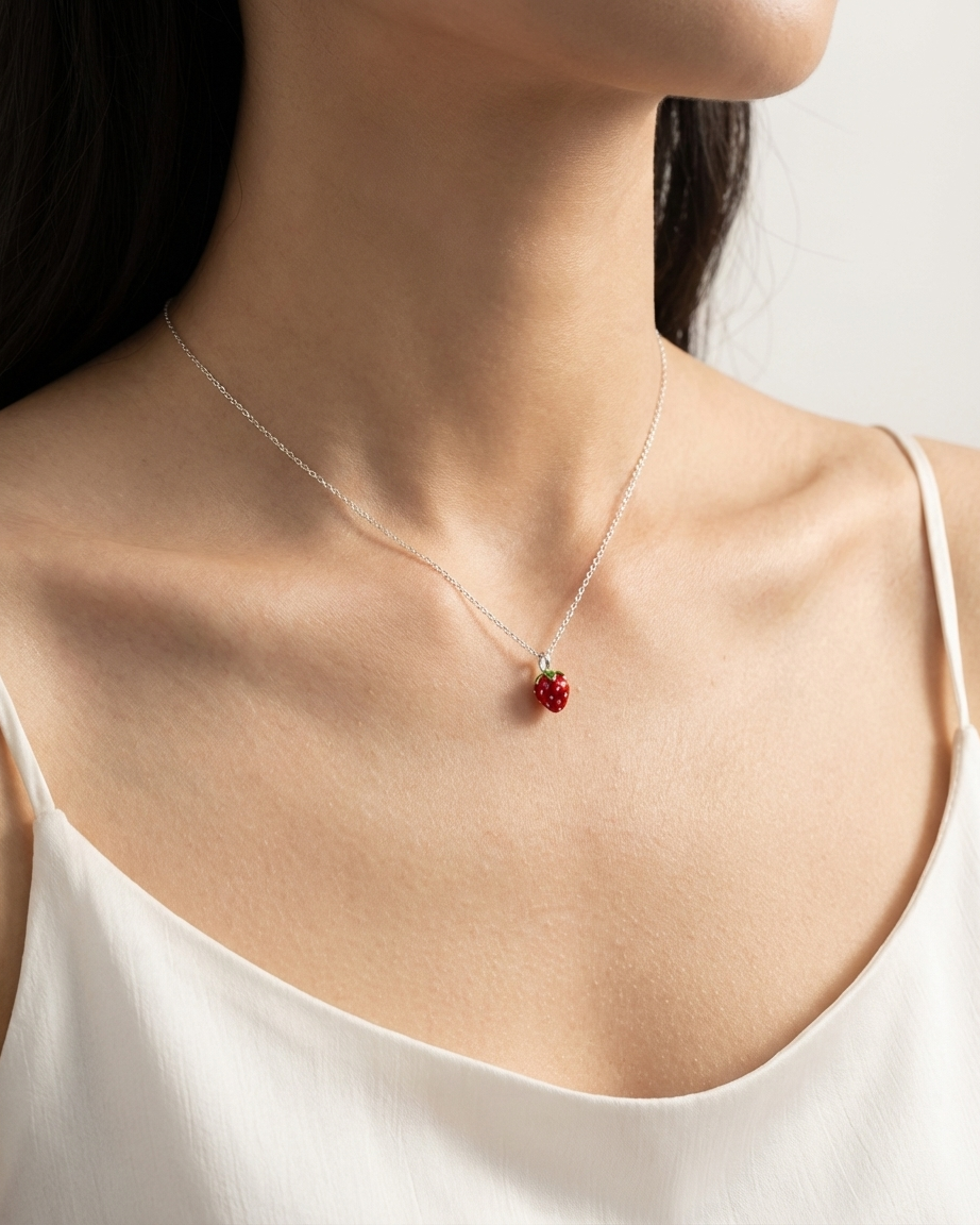Collar minimalista de fresas deliciosas