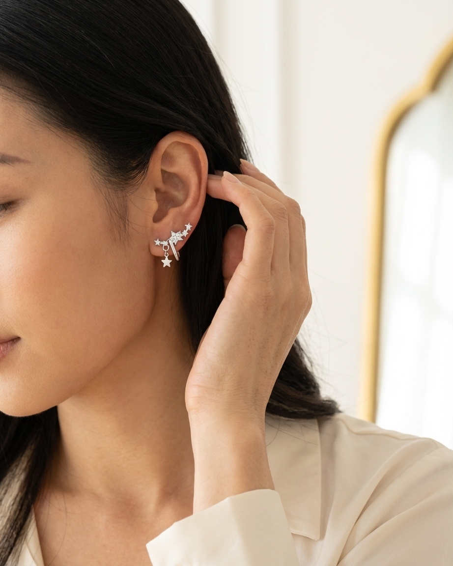 Starlit Curve Ear Cuffs