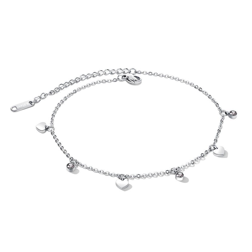 Tiny Heart &amp; Solitaire Anklet - Blinglane